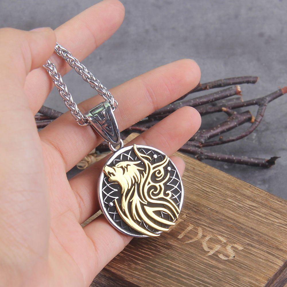 Stainless Steel Viking Wolf Necklace | Handcrafted Norse Jewelry