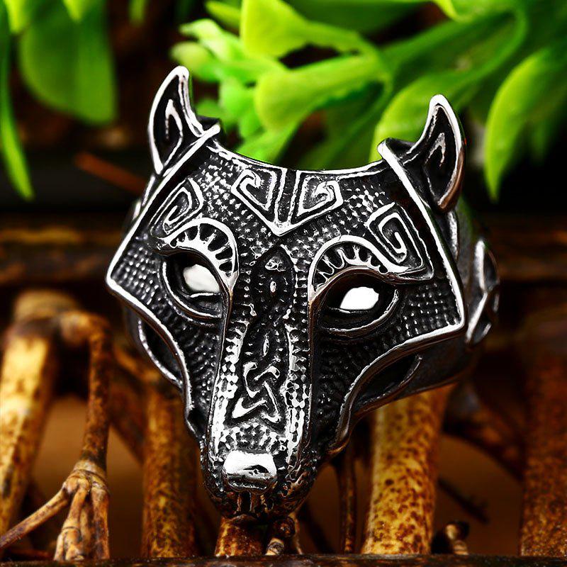 Nordic Wolf Head Stainless Steel Ring | Viking Style Jewelry