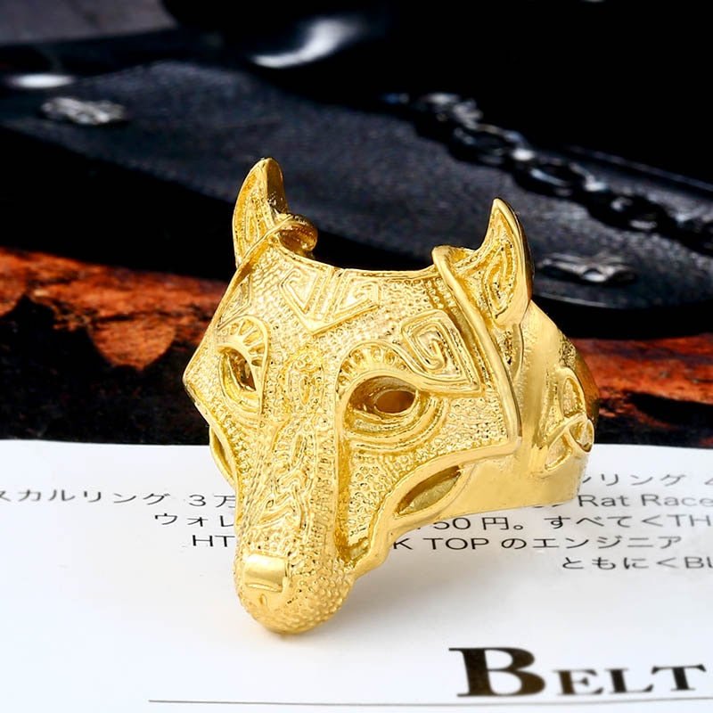 Nordic Wolf Head Stainless Steel Ring | Viking Style Jewelry