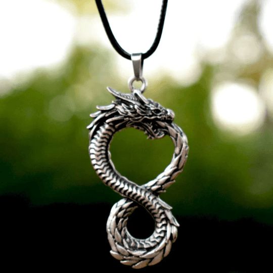 Norse Dragon Necklace - Gold and Silver Jörmungandr Steel Necklace