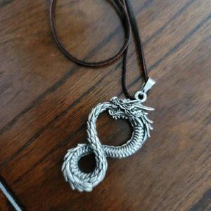 Norse Dragon Necklace - Gold and Silver Jörmungandr Steel Necklace