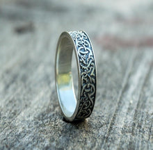 Load image into Gallery viewer, Norse Ornament Ring Sterling Silver Handcrafted Ring

