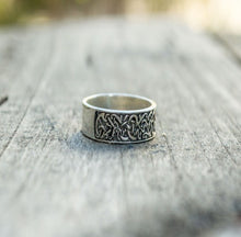 Load image into Gallery viewer, Norse Ornament Ring Sterling Silver Handcrafted Ring
