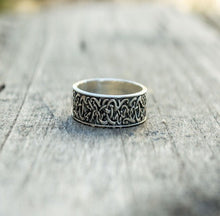 Load image into Gallery viewer, Norse Ornament Ring Sterling Silver Handcrafted Ring
