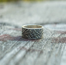 Load image into Gallery viewer, Norse Ornament Ring Sterling Silver Handcrafted Ring
