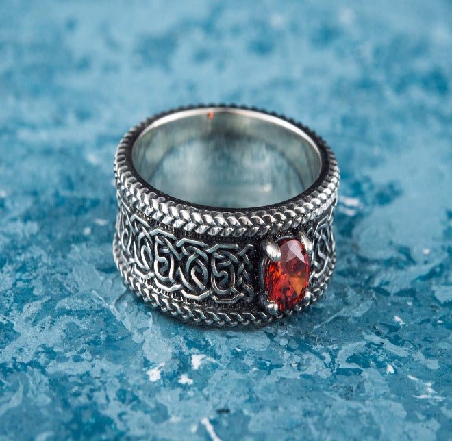 Sterling Silver Norse Ornament Ring | Handmade Jewelry