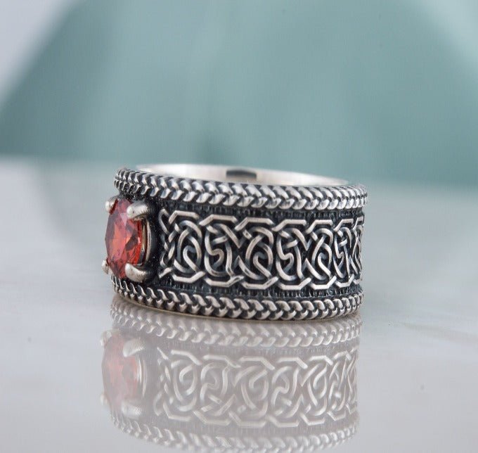 Sterling Silver Norse Ornament Ring | Handmade Jewelry