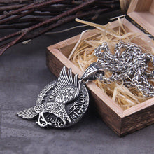 Load image into Gallery viewer, Norse Raven and Runes Seeker of Knowledge Talisman Necklace
