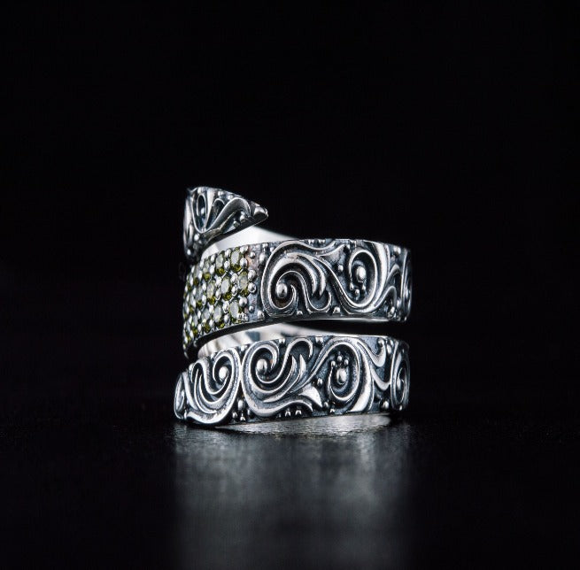 Norse Snake Style Spiral Ring in Sterling Silver