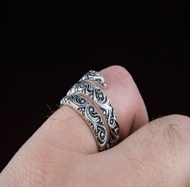 Norse Snake Style Spiral Ring in Sterling Silver