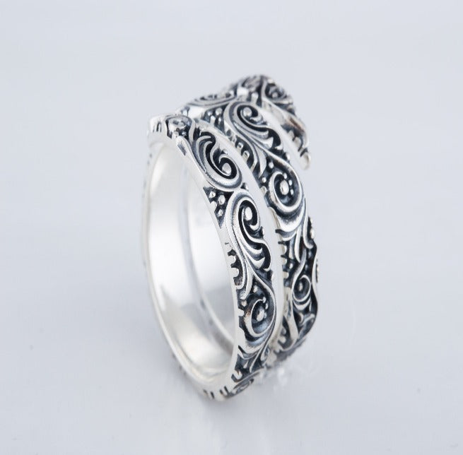 Norse Snake Style Spiral Ring in Sterling Silver