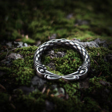 Load image into Gallery viewer, Odin&#39;s Ravens Hugin and Munin Steel Ring
