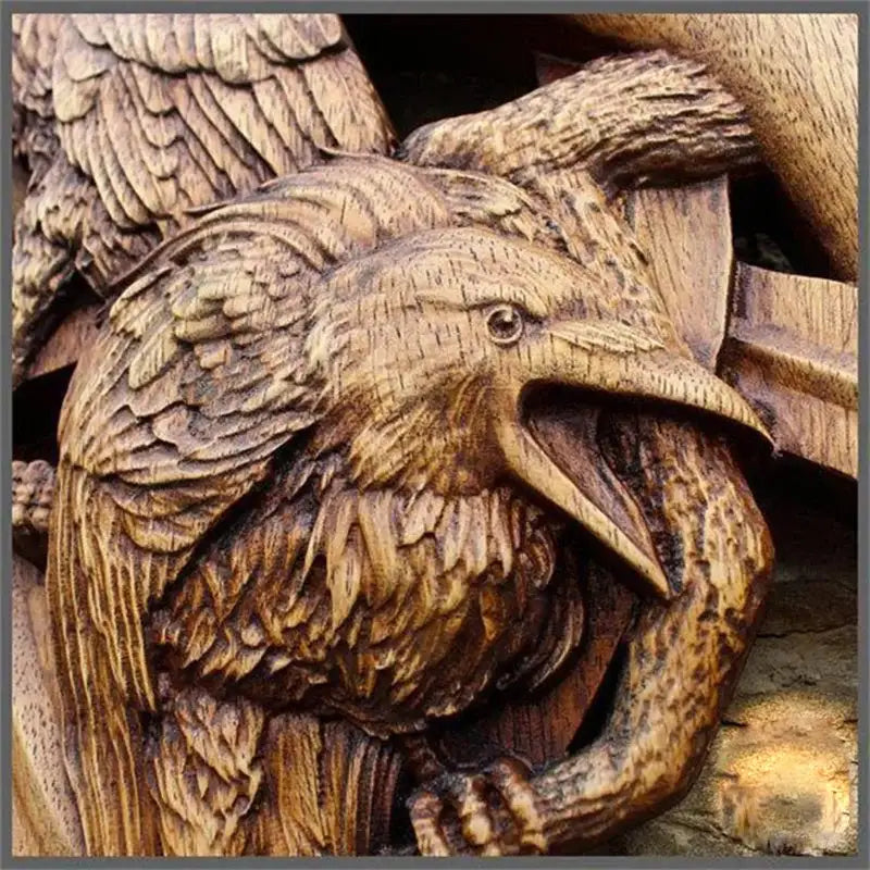 Odin’s Ravens Norse sculpture wall hanging