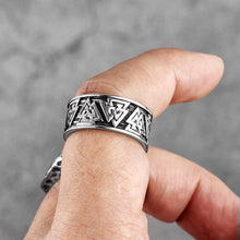 Load image into Gallery viewer, Odin&#39;s Valknut Steel Men&#39;s Viking Ring
