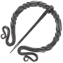 Load image into Gallery viewer, Penannular Twisted Steel Viking Cloak Clasp
