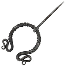Load image into Gallery viewer, Penannular Twisted Steel Viking Cloak Clasp
