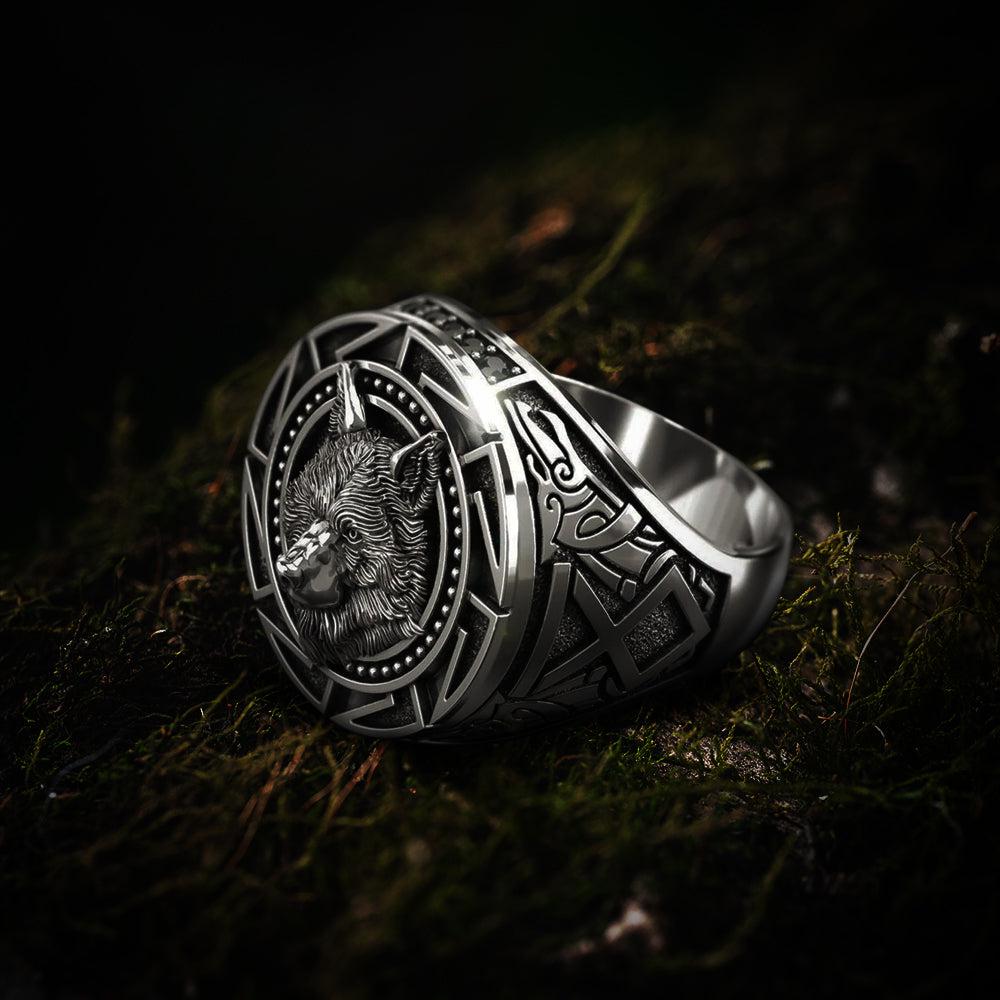 Retro Viking Wolf Head Totem Ring | Zinc Alloy Jewelry