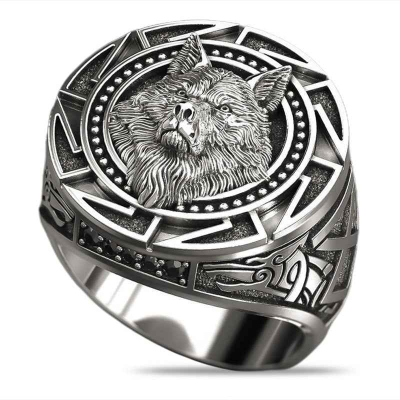 Retro Viking Wolf Head Totem Ring | Zinc Alloy Jewelry