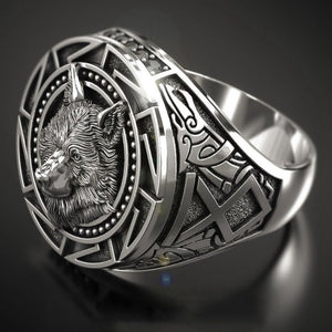 Retro Viking Wolf Head Totem Ring | Zinc Alloy Jewelry