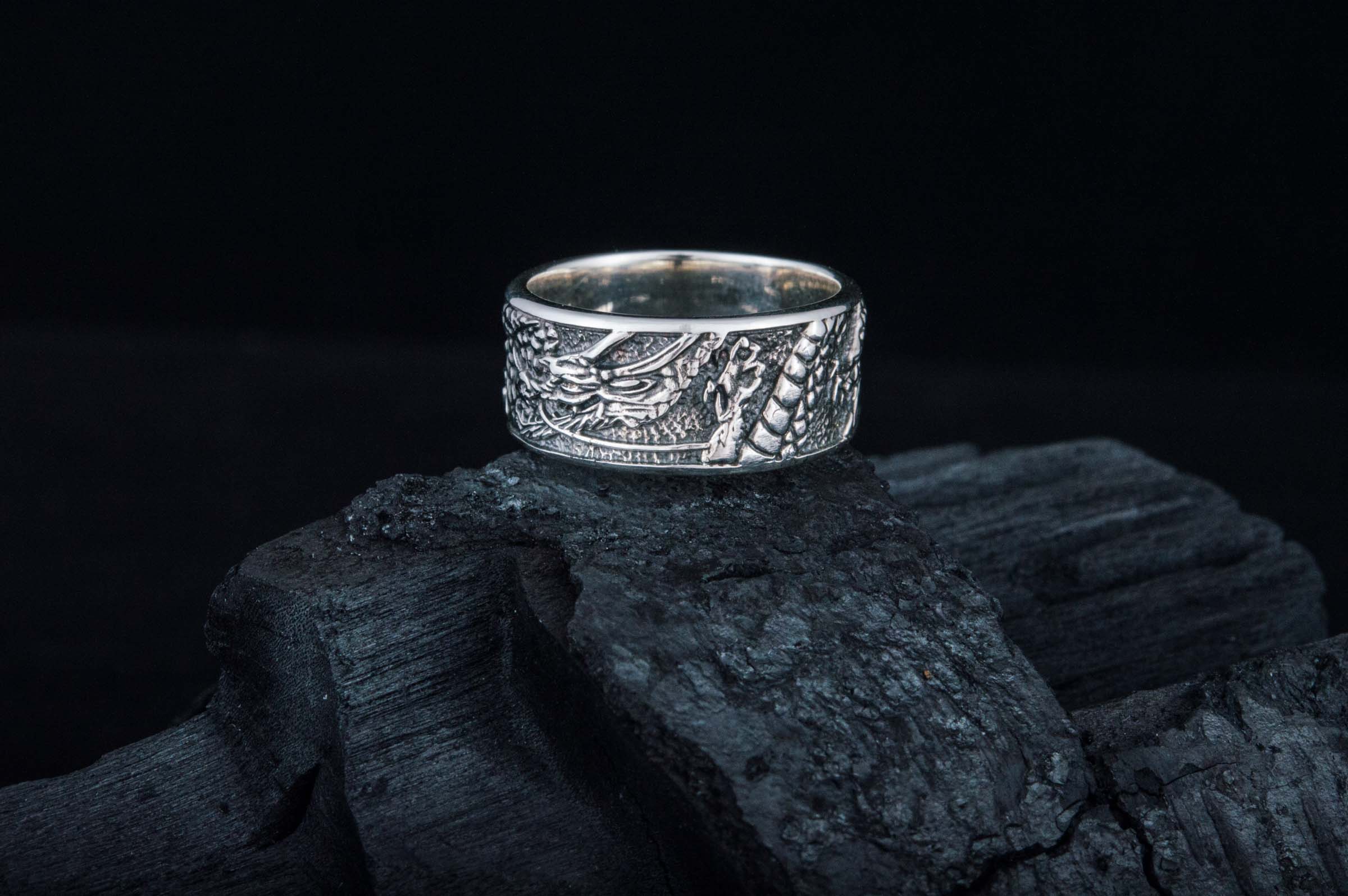 Ring with Dragon Symbol Sterling Silver Handmade Ring