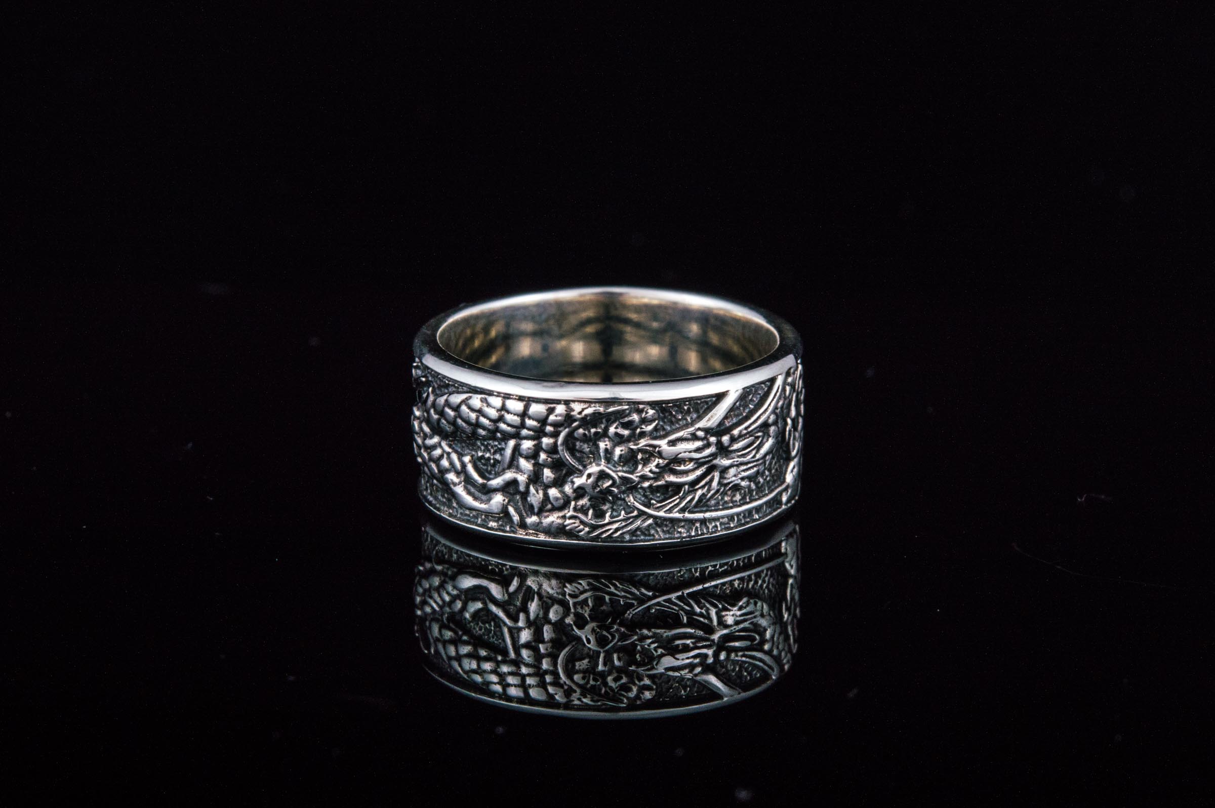 Ring with Dragon Symbol Sterling Silver Handmade Ring