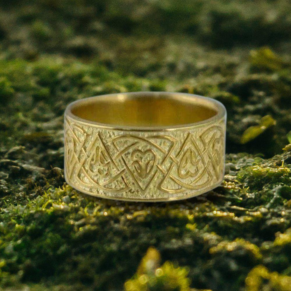 14K Gold Norse Knotwork Viking Ring | Jellinge Viking art style