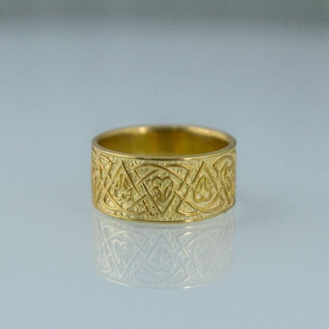 14K Gold Norse Knotwork Viking Ring | Jellinge Viking art style