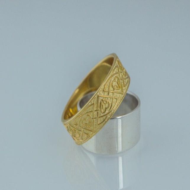 14K Gold Norse Knotwork Viking Ring | Jellinge Viking art style