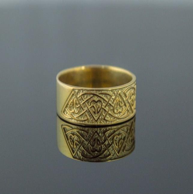 14K Gold Norse Knotwork Viking Ring | Jellinge Viking art style