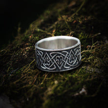 Load image into Gallery viewer, Ring with Norse Ornament Sterling Silver Viking Ring
