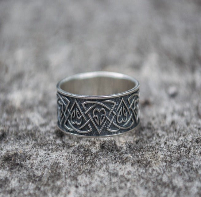 Ring with Norse Ornament Sterling Silver Viking Ring