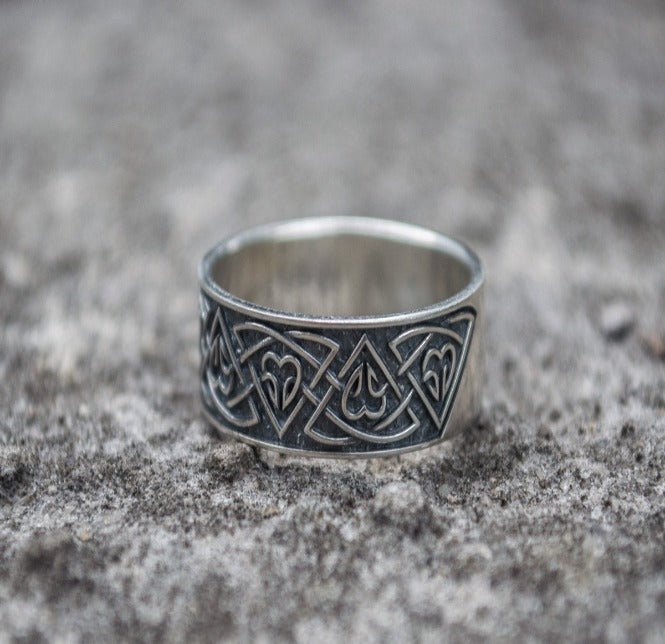 Ring with Norse Ornament Sterling Silver Viking Ring