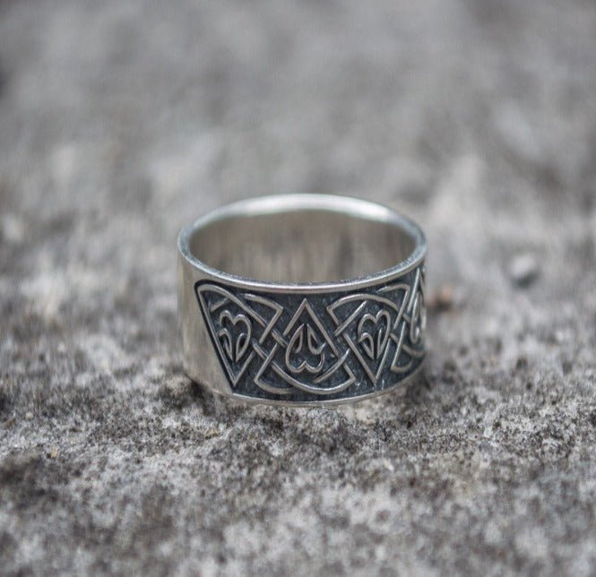 Ring with Norse Ornament Sterling Silver Viking Ring