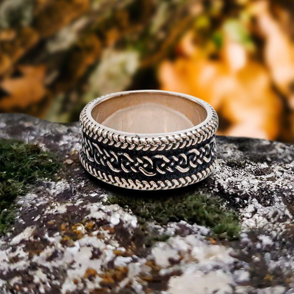 Ring with Ornament Bronze Handcrafted Viking Ring