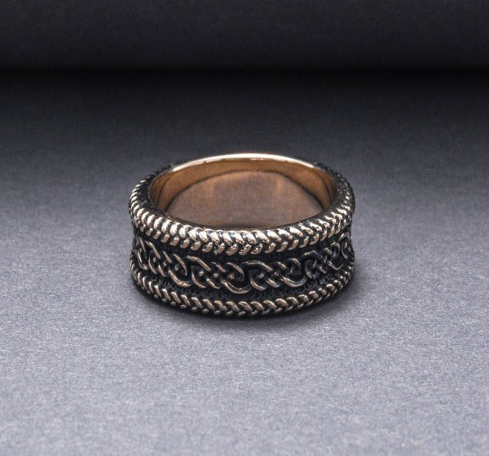 Ring with Ornament Bronze Handcrafted Viking Ring