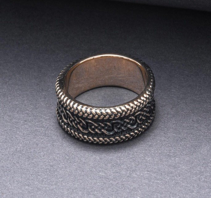 Ring with Ornament Bronze Handcrafted Viking Ring