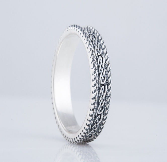 Ring with Ornament Sterling Silver Handcrafted Viking Ring