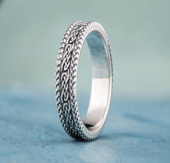 Ring with Ornament Sterling Silver Handcrafted Viking Ring