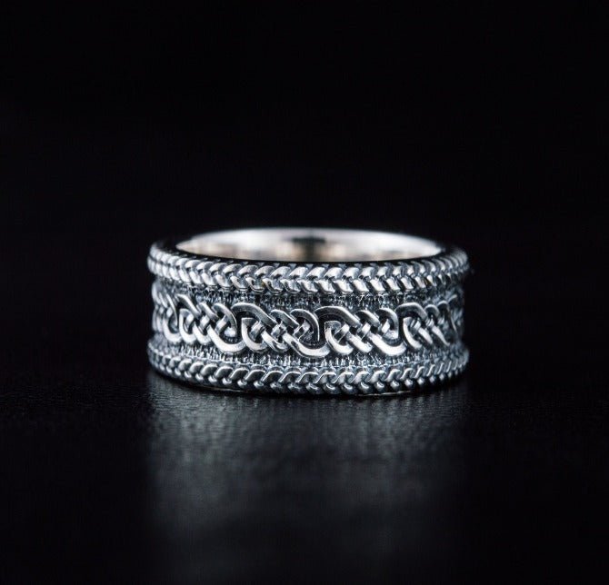 Ring with Ornament Sterling Silver Handcrafted Viking Ring