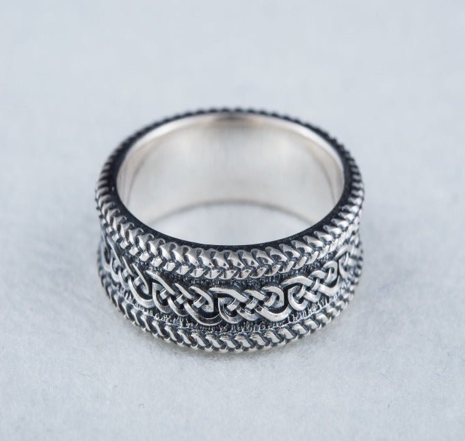 Ring with Ornament Sterling Silver Handcrafted Viking Ring