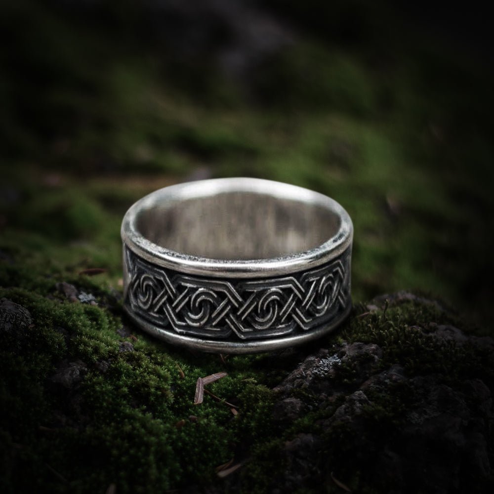 Handcrafted Viking Ornament Ring | Sterling Silver | Custom Sizing