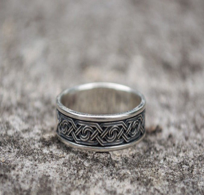 Handcrafted Viking Ornament Ring | Sterling Silver | Custom Sizing