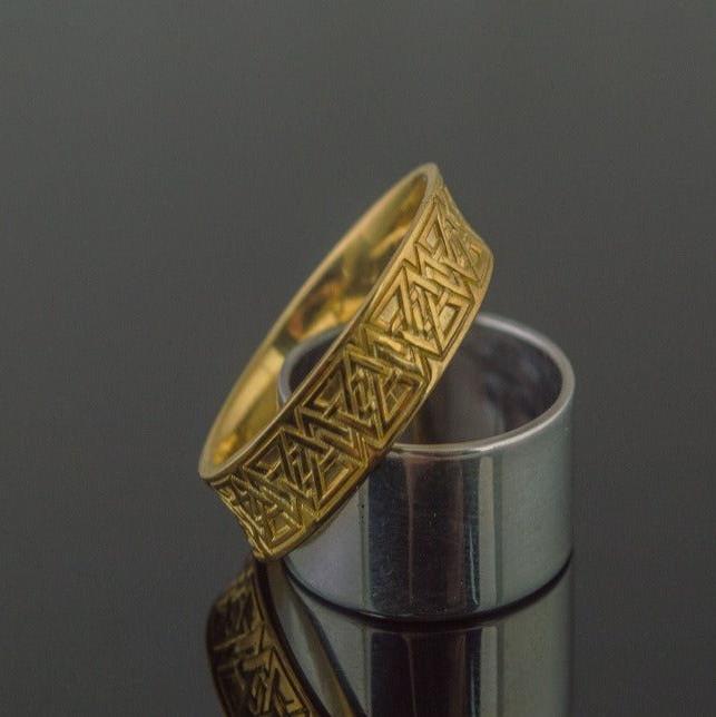 14K Gold Valknut Ring | Handcrafted Viking Age Jewelry