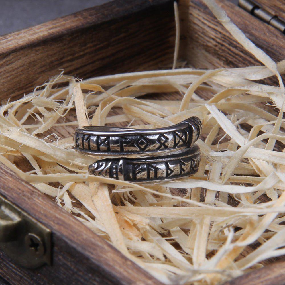 Rune Stainless Steel Viking Cuff Ring