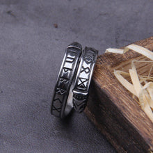 Load image into Gallery viewer, Rune Stainless Steel Viking Cuff Ring
