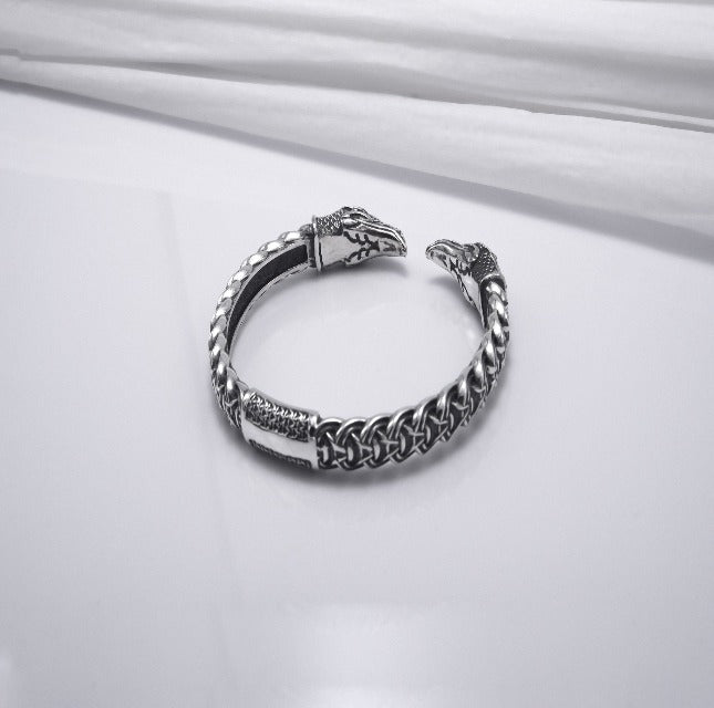 Silver Viking Odins Ravens Bracelet