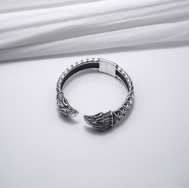 Silver Viking Odins Ravens Bracelet