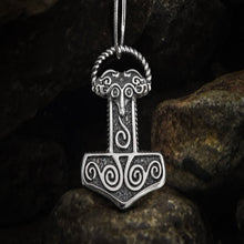 Load image into Gallery viewer, Small Thor&#39;s Hammer Pendant Sterling Silver Mjolnir Scania Island
