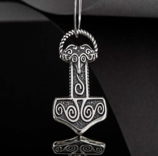 Small Thor's Hammer Pendant Sterling Silver Mjolnir Scania Island