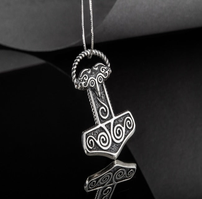 Small Thor's Hammer Pendant Sterling Silver Mjolnir Scania Island